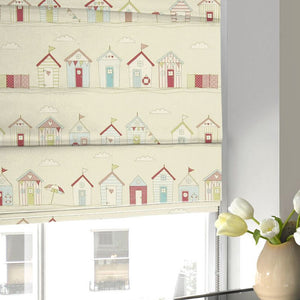 Beach Huts Roman Blind Pink