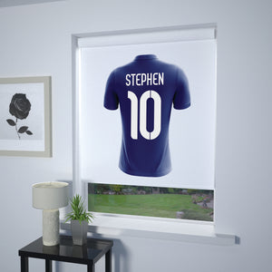 Football Personalised Roller Blind Dark Blue (White Background)