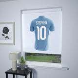 Football Personalised Roller Blind Light Blue (White Background)