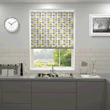 Orla Kiely - Scribble Stem Blackout Roller Blind Seagrass and Duckegg
