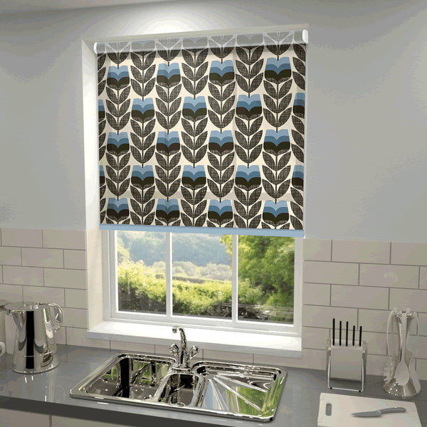 Orla Kiely - Rosebud Roller Blind Powder Blue