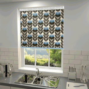 Orla Kiely - Rosebud Blackout Roller Blind Powder Blue